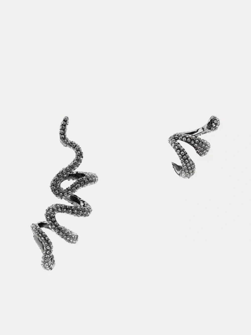 Zara Rhinestone Set of Snake Ear Cuff - Black Sparkle